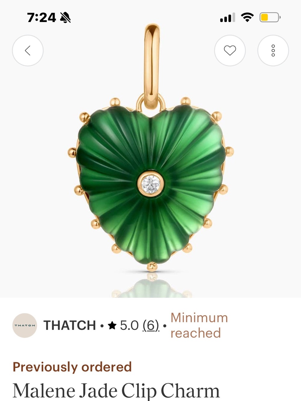 THATCH Malene Jade Green Heart Pendant with Gold Accents